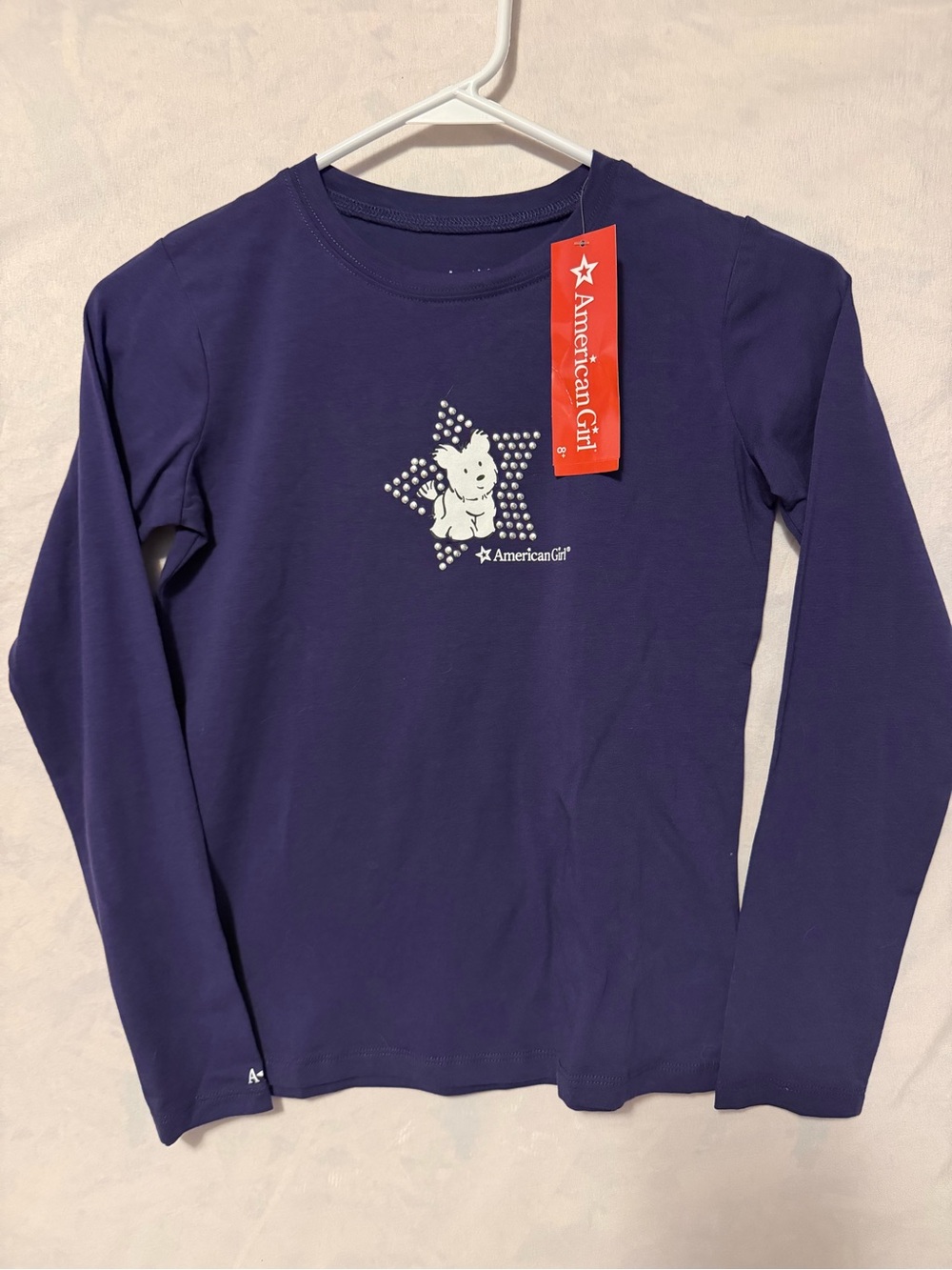 American Girl Purple Long-Sleeve Tee with Star Puppy Graphic